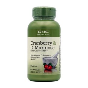 GNC 크랜베리 400mg D-만노스 1000mg 비타민C 60mg 복합 60캡슐, 1개, 50정