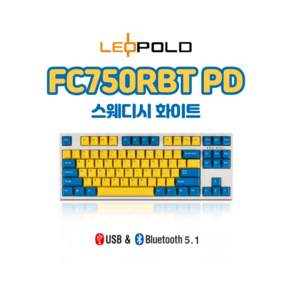 레오폴드 FC750RBT PD 스웨디시 화이트 유/무선 텐키리스 기계식 키보드, 영문 자판, 갈축