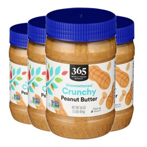 홀푸드마켓 무가당 크런치 땅콩 버터, 4개, 454g