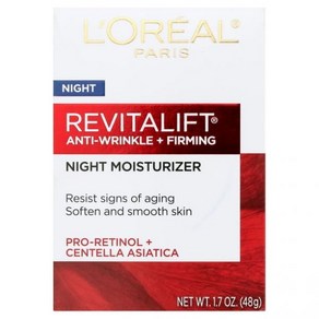 로레알 파리 Revitalift 안티 링클 + 퍼밍 에이징 나이트 크림 1.7 온스. 109841, 1개, 48g