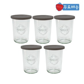 [WECK] 850ml (No743) 유리병+PE뚜껑 5개, PE그린레이