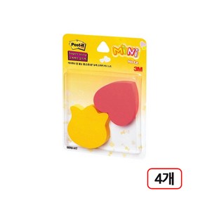 3M)포스트잇 강한점착용 모양노트 MINI 4개입, HT(하트/튤립)