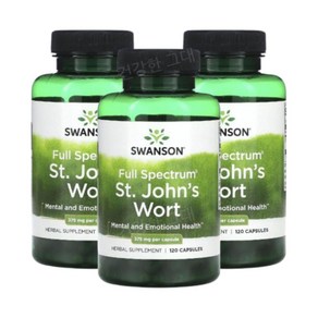 Swanson St.JohnsWot 세인트존스워트 375mg 120캡슐 3개 허브, 120정