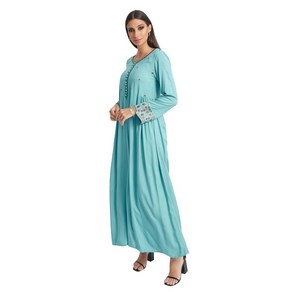 Flower Embroidered Abaya Women Muslim Long Maxi Dress Eid Mubarak Djellaba Femme Caft [A00104623]