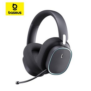 Baseus GH02 게이밍 무선 헤드폰 마이크 오버이어 헤드폰 블루투스 53 40mm 드라이버 24G무선케이블 RGB 헤드셋, 2) Black, 없음