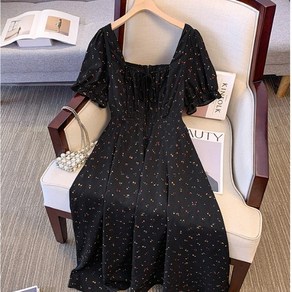 브루니 빅사이즈원피스 스퀘어넥 퍼프소매 원피스 2XL~6XL K420