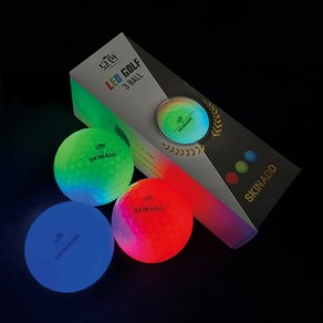 스킨애드 라운딩 발광 LED 골프공 3P, 레드,그린,블루, 1개, 3개입