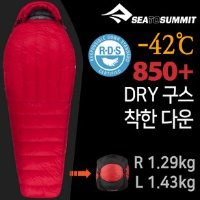 [안전발전소] SEATOSUMMIT 씨투써밋 알파인 AP3 레드 침낭 덕다운 구스다운, 알파인 AP3 RG 레드, 1개