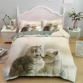 아기 고양이 이불 베개 커버 세트 침구 사계절 그림 무늬 모양 빈티지 레트로 동물 귀여운