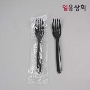 [ILYONG] 일회용 포크 CI 160mm 줄줄이 개별포장 500개 검정, 1개