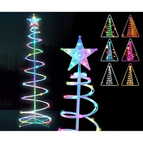 스타 토퍼 66 LED RGB 크리스마스 트리가 있는 윙크스타 4피트 야외 스파이럴 트리 8가지 모드 리모컨 타이머 메모리 기능이 색상 변경 조명 파티오 가든 홀리데이, 5ft-1, 1개