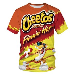 KORELAN AliExpress 뜨거운 판매 cheetos 스낵 디지털 인쇄 커플 반팔 티셔츠 여름 새로운 느슨한 패션 탑스