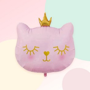 [파티지] 동물풍선 / 토끼풍선 강아지 곰돌이 호랑이 풍선, A_D_눈썹 핑크캣 왕관 고양이_핑크