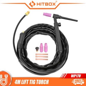 HITBOX TIG 화구 용접 토치 어댑터 공기 냉각 SR-17V 아르곤 건 도구 WP17V 13ft 4M 10-25mm 140A 150 Amp, 2) WP26V   35-50mm, 1개