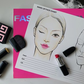 메이크업 페이스차트 Make-up Face chat 국내제작 가로형 스케치북 뷰티일러스트 컬러링북 가리아뜰리에