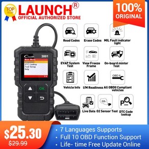 LAUNCH X431 Creader 3001 전체 OBDII/EOBD 코드 리더 스캐너 다국어 CR3001 자동차 진단 도구 PK ELM 327 CR319