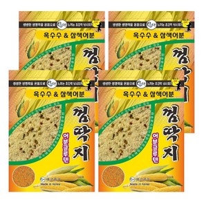 껌딱지 옥수수삼색어분글루텐 300g * 4개 _ 에코레져 민물떡밥 민물낚시 집어제, 1세트