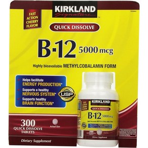 Kikland Signatue Quick Dissolve B-12 5000 mcg 300 Tablets, 1개, 300정