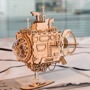 [무료배송][영문판] 로보타임 오르골 ROBOTIME DIY STEAMPUNK MUSIC BOX AM680 Submaine 잠수함, 1개