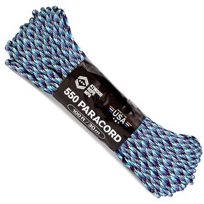 Atwood Rope MFG 550 파라코드 30.5m(100피트) 7가닥 코어 나일론 낙하산 코드 외부 생존 장비 미국산  랜야드 팔찌 핸들 랩 키체인 (감염), 마운틴