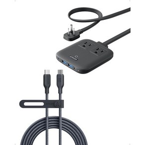 Anke USB CUSB C 케이블 240W 10ft BioBaided 충전기 고속 충전 나노 스테이션 6in1 파워 스트립 67W Max플랫 플러그 및 5ft 얇은 연장 코드, 1개