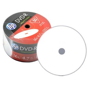 정품 HP 브랜드 CD-R/DVD-R 프린터블 50장/종합-공DVD/공CD/공시디, HP DVD-R 프린터블 랩핑, 1개