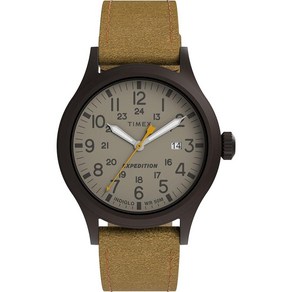 타이맥스 Timex 남성용 익스페디션 스카우트 40mm 시계 그레이 케이스 블랙 다이얼 브라운 Ecco DiTan 가죽 스트랩 포함 브라운블랙그레이 271527