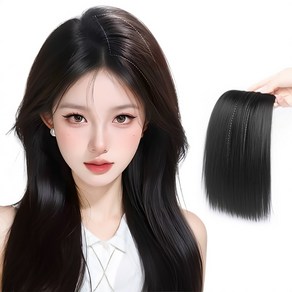 HAIRCUBE 정수리 옆머리 볼륨커버 가발 인모 헤어피스 똑딱핀 부분가발 내츄럴 블랙, 1개, 15cm