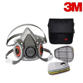 3M 방독마스크세트 방독면(6200)+방독필터(6006K)+방독면가방(반면형), 1세트, 그레이