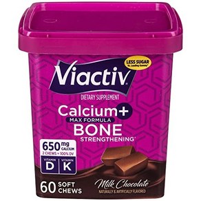 Viactiv Calcium +Vitamin D3 Supplement Soft Chews Milk Chocolate 60 Chews - Calcium Dietay Suppl, 1개, 60정