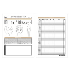 a4 피부관리실 고객차트 피부카르테 피부회원카드 전신 뷰티차트 미용기록 마사지관리 에스테틱고객차트 100매