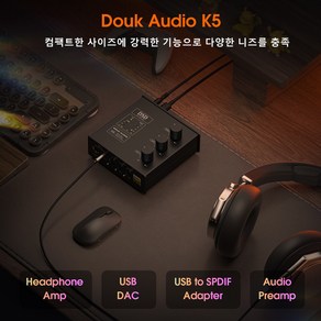 Douk Audio K5 USB DAC 헤드폰 앰프 OPT 디지털-아날로그 변환기 DSD256