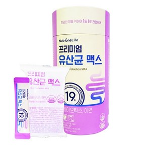 뉴트리원라이프 프리미엄 유산균 맥스 고급 1억 19종 프로바이오틱스 아연 온가족 장건강 면역력, 1세트, 100회분