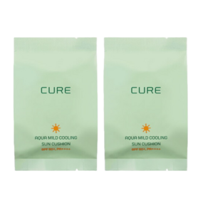 김정문알로에 라 센스 로에 큐어 아쿠아 마일드 쿨링 선쿠션 SPF50+ PA++++ 리필용, 25g, 2개