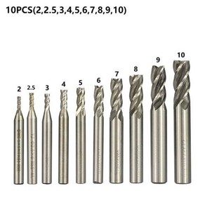 밀링 커터 4 플루트 엔드 밀 1.5-13mm 기계 밀링 공구 라우터 비트 금속 커터 알루미늄 밀링 비트, 10pcs 2-10mm, 10개