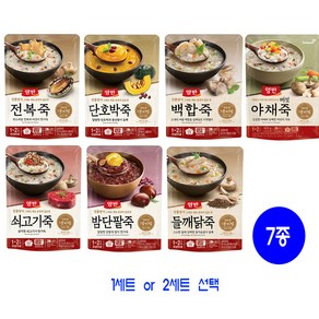 동원 양반죽 7종 세트(전복죽+야채죽+소고기죽+백합죽+들깨닭죽+호박죽+밤단팥죽), 1세트, 420g