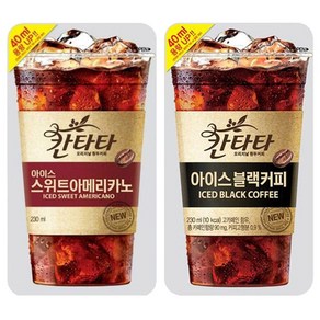 칸타타 아이스 230ml 블랙커피x20팩+스위트 아메리카노x20팩, 1세트