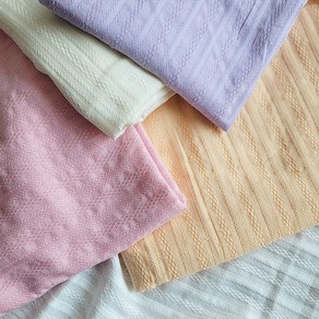 면 도비 자가드 자수 스트라이프 원단 6종, 화이트, 1개