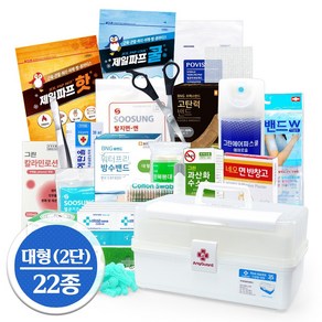 [케이솔루션] 국내산 튼튼한 가정용 구급함 구급상자세트, 1세트, 특대형 세트(화이트)