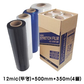 오공 스트레치필름 12mic(투명)*500mm*350m(4롤), 4개, 투명