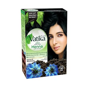 Vatika Henna 헤어컬러-내추럴 블랙 6 x 10g 흰머리와 헤어컬러용 헤어컬러용, 1개