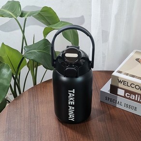 보온병 대용량스포츠 빨대 스텐 휴대 850ml, 블랙, 1개