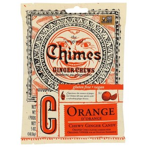 Chimes All Natual Oange Ginge Chews - 5 oz Bag Chimes 천연 오렌지 생강 츄 5온스 가방, 141g, 1개