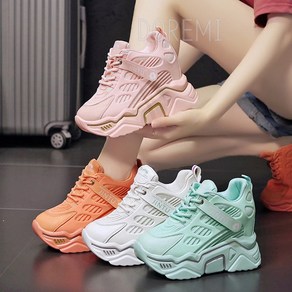 여성운동화 여성 통굽 10.5cm 키높이 비비드 컬러 패션 운동화+미니파우치