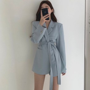 [레티고] 데일리 카라 투버튼 벨트 자켓