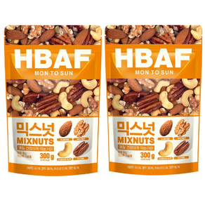 바프 HBAF 먼투썬 믹스넛 300g 매일 견과 아몬드 호두 캐슈넛 피칸, 2개