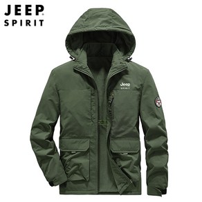 JEEP SPIRIT 지프 스피릿 남성용 캐주얼 바람막이 기모 안감자켓 후드 탈부착 자켓 2870+양말