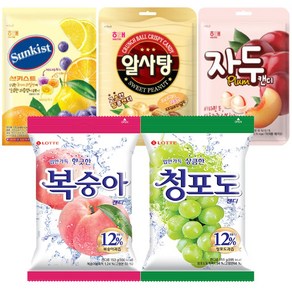 해태제과 자두캔디 130g + 알사탕 125g + 썬키스트 125g + 복숭아캔디 153g + 청포도캔디 153g, 1세트, 686g