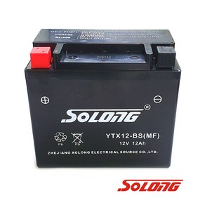 소롱배터리 익사이팅500 용-소롱배터리YTX12-BS(12V12A) SOLONG밧데리, 1개