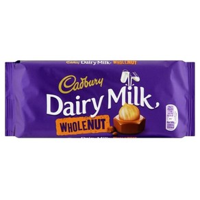 Cadbuy Daiy Milk Chocolate Whole Nut Ba (120g) - Pack of 6 캐드버리 데어리 밀크 초콜릿 홀넛 바(120g) - 6팩, 밀크 초콜릿_4.23온스(6팩), 6개, 120g